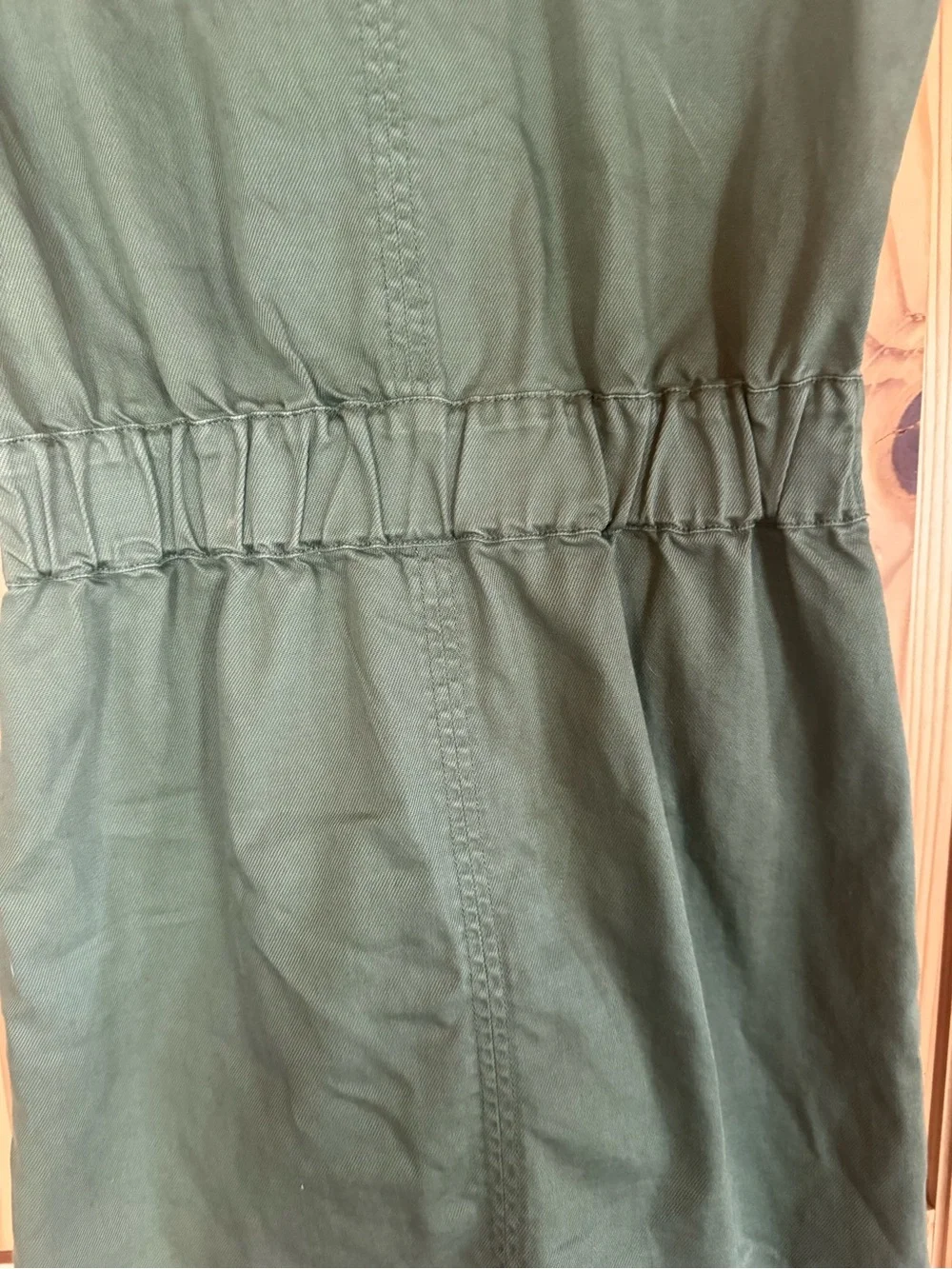 J. Crew Washed Olive Green Denim Short Sleeve Button-Front Mini Dress